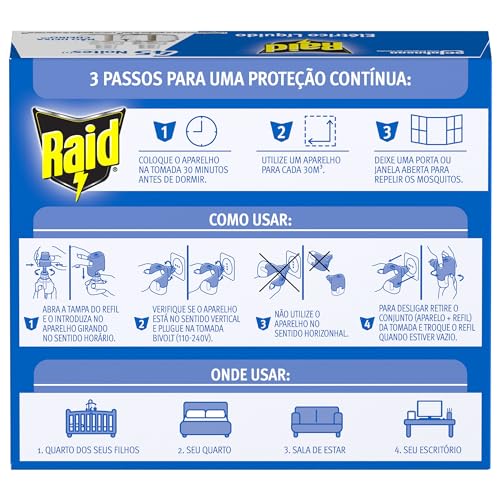 Inseticida Elétrico Líquido Refil Regular 2 Unidades, 32.9 ml Cada, Raid, 2 unidades, pacote de 2