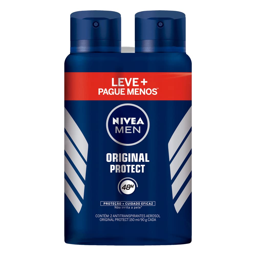 KIT NIVEA Desodorantes Antitranspirante Aerosol Nivea Men Original Protect 48h 150ml - 2 unidades