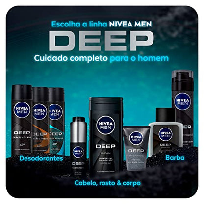 NIVEA MEN Hidratante Facial Deep Masculino 50ml - Hidratação suave, textura em gel, sensação refrescante, ideal para pele oleosa, efeito matte