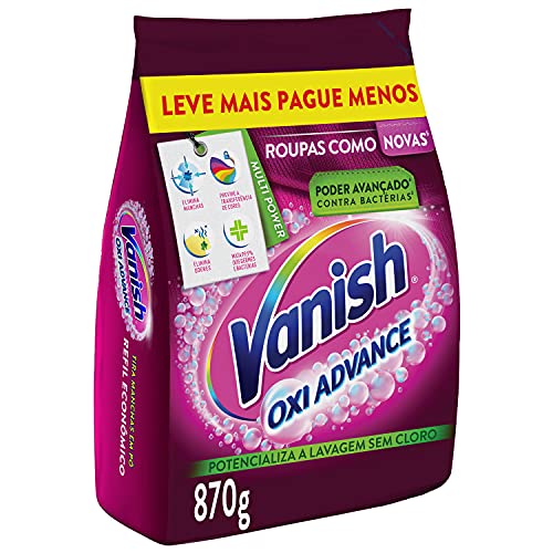 Tira Manchas em Pó Vanish Oxi Advance 870g Refil Econômico para roupas coloridas, Vanish, Rosa