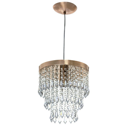 Lustre Pendente De Cristal Acrílico Manucrillic Cobre