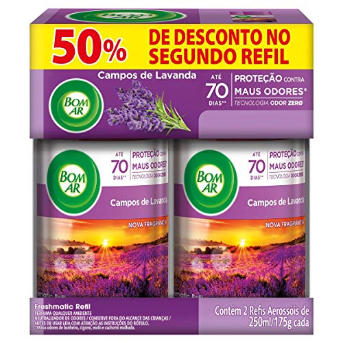 Aromatizador Bom Ar Spray Automático Freshmatic Refil na 2ª Unidade Campos de Lavanda