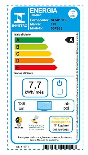 Smart TV LED 55' 4K UHD TCL 55P635 - Google TV, Wifi