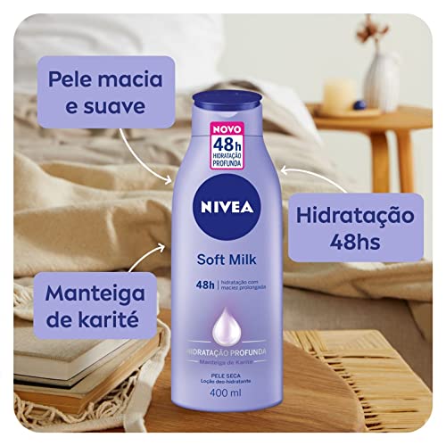 NIVEA Loção Hidratante Desodorante Soft Milk 400ml - Hidratação para pele seca, com textura leve e sensação de suavidade que deixa a pele macia, cheirosa e hidratada por 48h