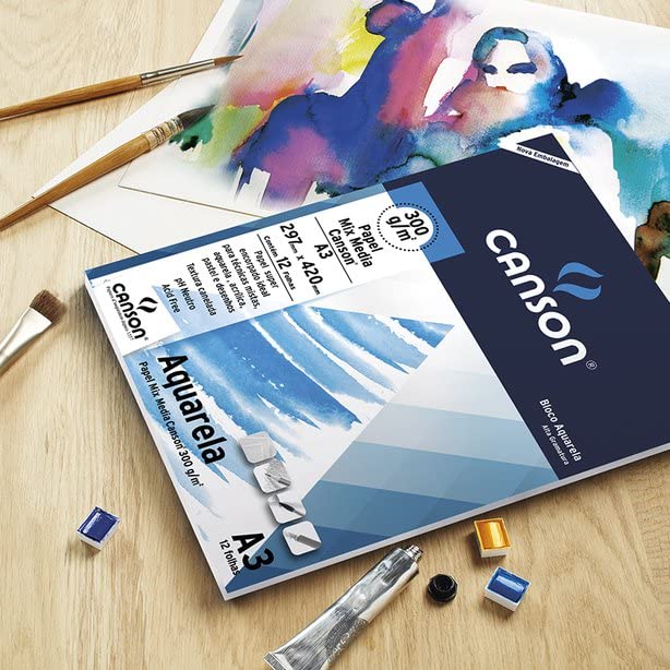 Bloco aquarela A3 300g com 12 folhas Canson