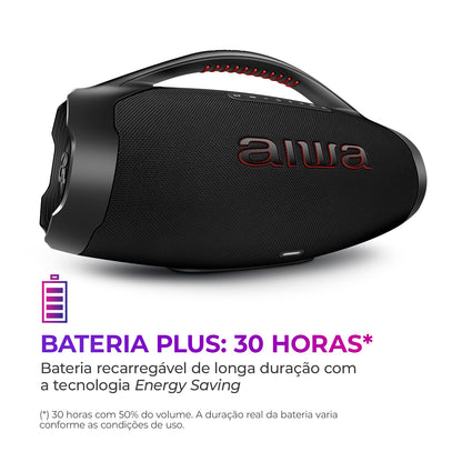 Caixa de Som Boombox AIWA Bluetooth, 3 vias, IP66 com Alça - AWS-BBS-01B