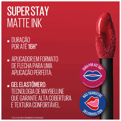 Maybelline NY Kit Queridinhos Batom Líquido Matte Ink 65 Seductress + Máscara De Cílios Colossal Lavável + Corretivo Eraser 100 Ivory